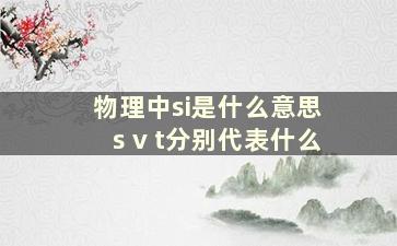 物理中si是什么意思 s v t分别代表什么